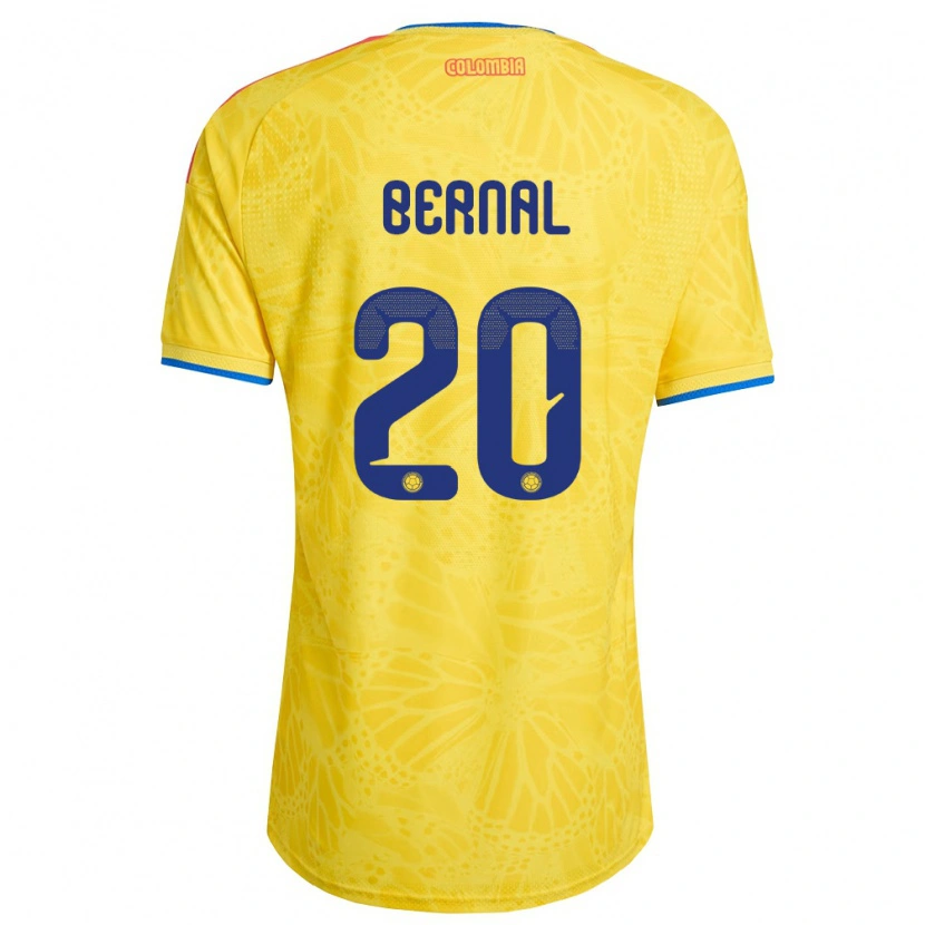 Danxen Mujer Camiseta Colombia Nicolas Bernal #20 Amarillo Azul Rojo 1ª Equipación 26-28 La Camisa