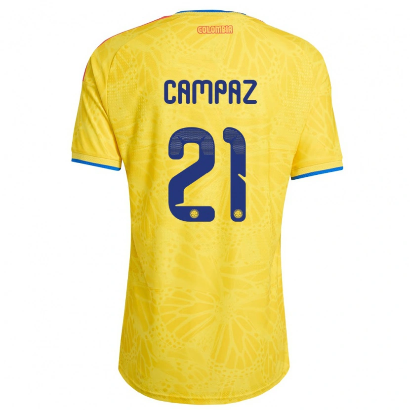 Danxen Mujer Camiseta Colombia Jáminton Campaz #21 Amarillo Azul Rojo 1ª Equipación 26-28 La Camisa