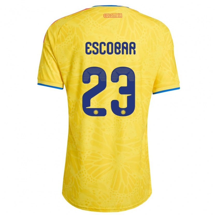 Danxen Mujer Camiseta Colombia Josen Escobar #23 Amarillo Azul Rojo 1ª Equipación 26-28 La Camisa