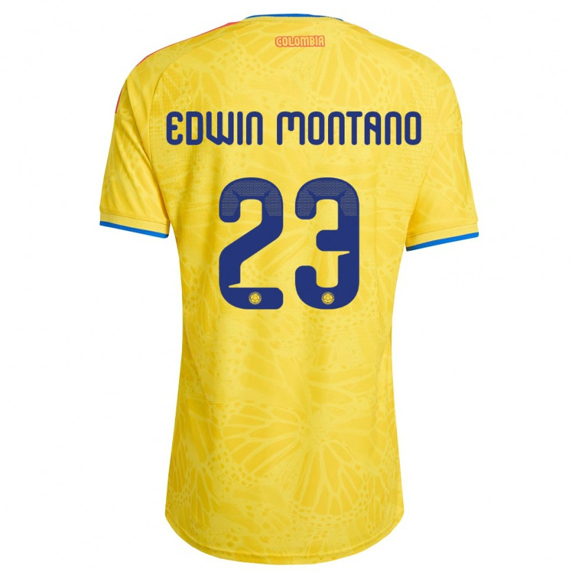 Danxen Mujer Camiseta Colombia John Edwin Montaño #23 Amarillo Azul Rojo 1ª Equipación 26-28 La Camisa