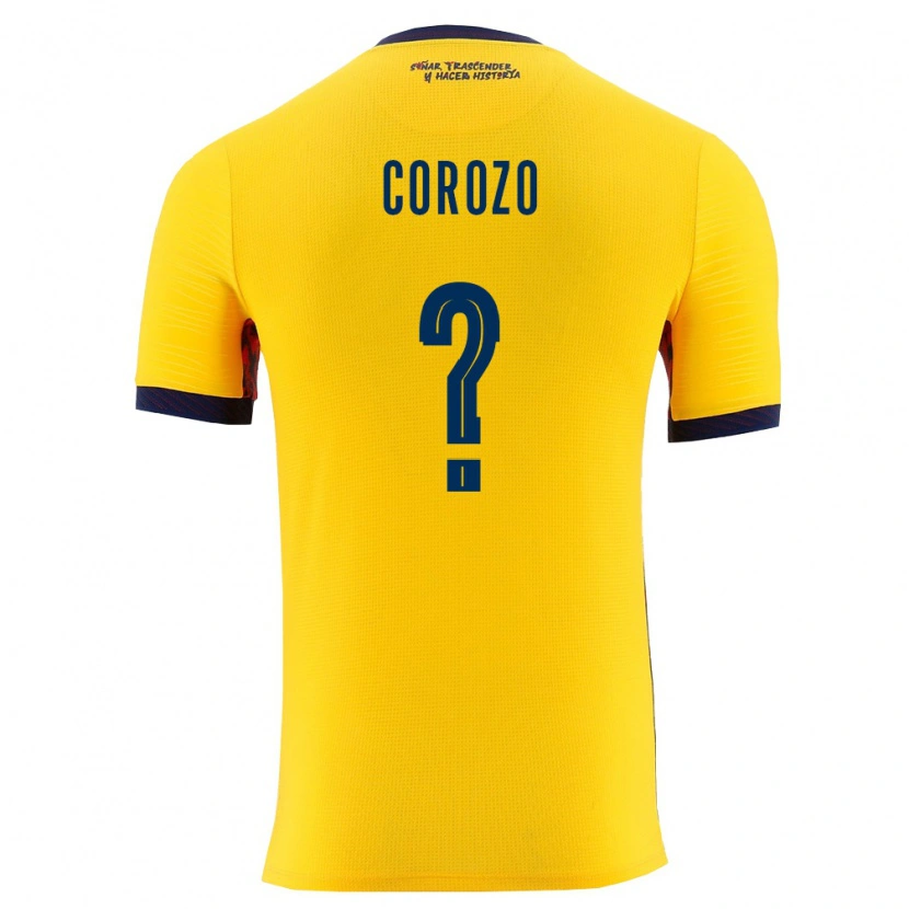 Danxen Mujer Camiseta Ecuador Janner Corozo #0 Amarillo Marino 1ª Equipación 26-28 La Camisa