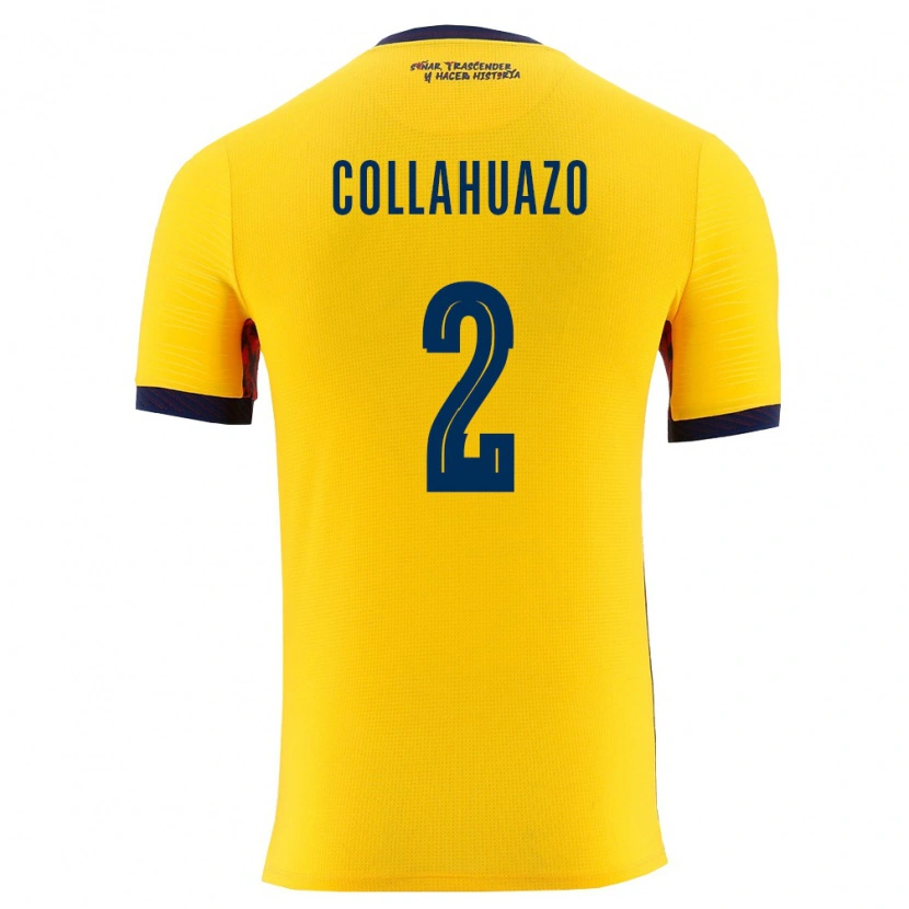 Danxen Mujer Camiseta Ecuador Jair Collahuazo #2 Amarillo Marino 1ª Equipación 26-28 La Camisa