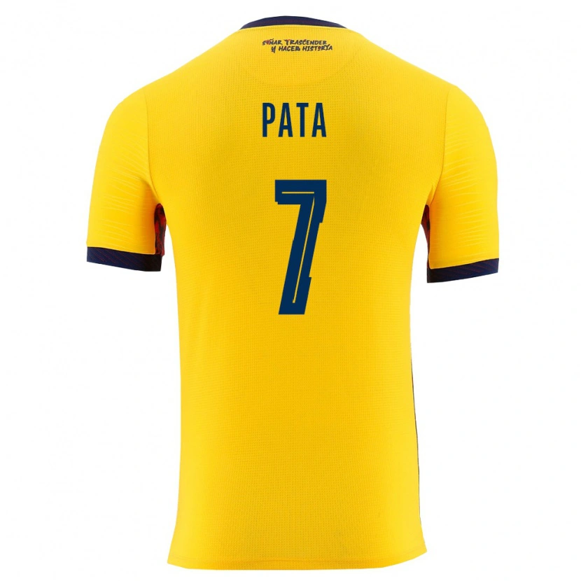 Danxen Mujer Camiseta Ecuador Emerson Pata #7 Amarillo Marino 1ª Equipación 26-28 La Camisa