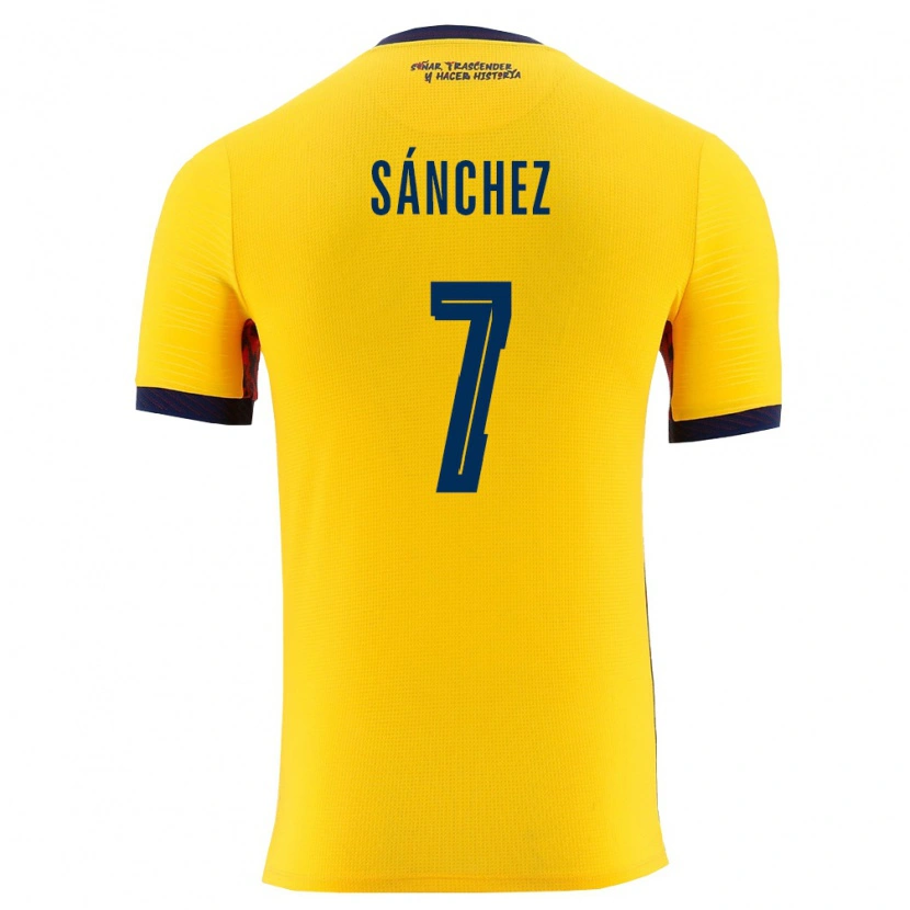 Danxen Mujer Camiseta Ecuador Santiago Sánchez #7 Amarillo Marino 1ª Equipación 26-28 La Camisa