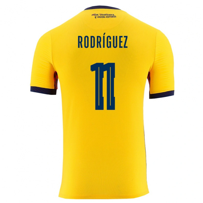 Danxen Mujer Camiseta Ecuador Kevin Rodríguez #11 Amarillo Marino 1ª Equipación 26-28 La Camisa