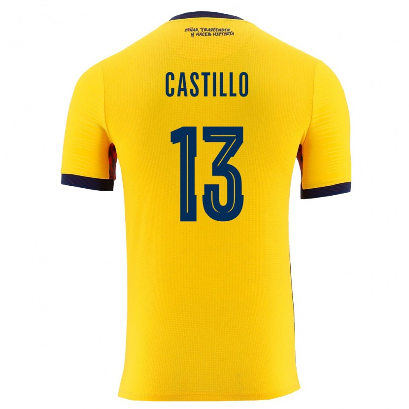 Danxen Mujer Camiseta Ecuador Denil Castillo #13 Amarillo Marino 1ª Equipación 26-28 La Camisa