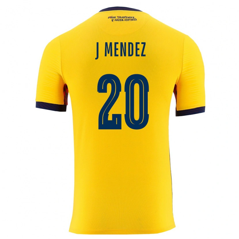 Danxen Mujer Camiseta Ecuador Jhegson Mendez #20 Amarillo Marino 1ª Equipación 26-28 La Camisa