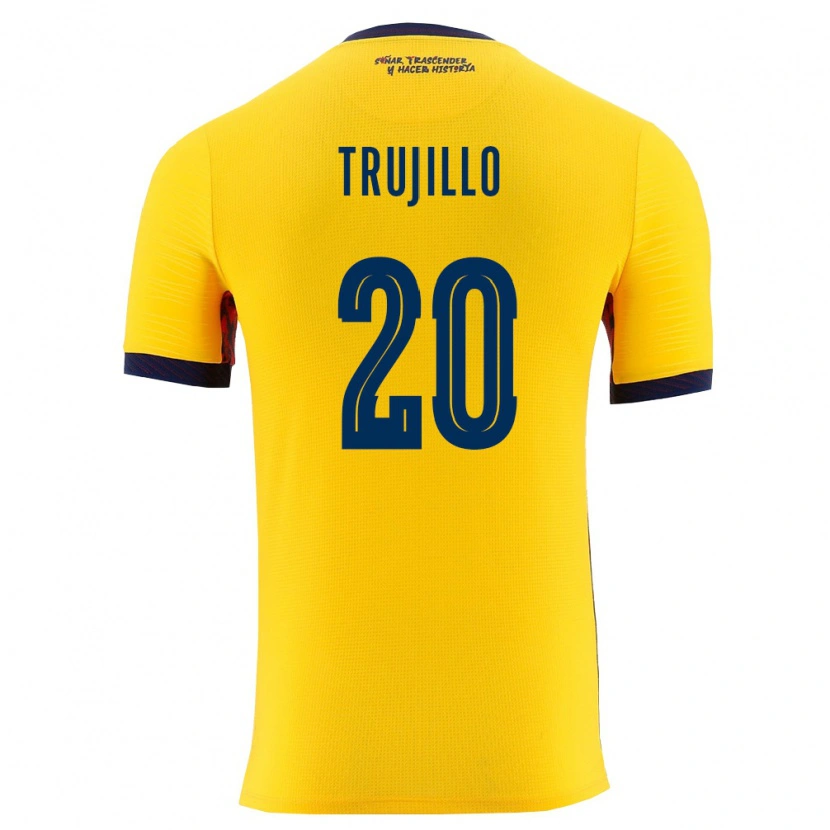 Danxen Mujer Camiseta Ecuador Isabel Trujillo #20 Amarillo Marino 1ª Equipación 26-28 La Camisa
