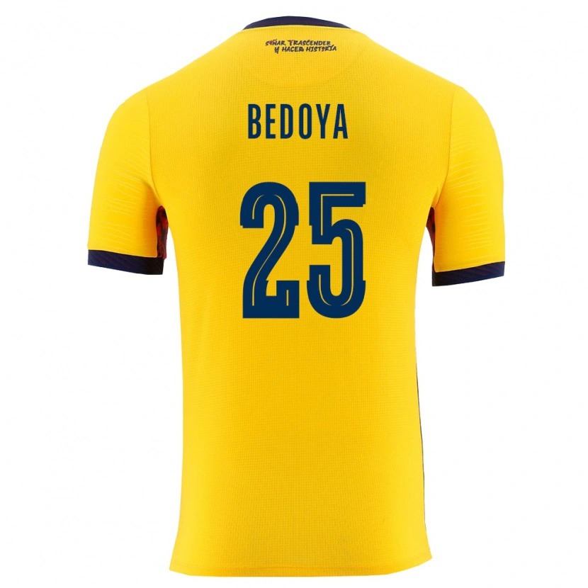 Danxen Mujer Camiseta Ecuador Jaydah Bedoya #25 Amarillo Marino 1ª Equipación 26-28 La Camisa