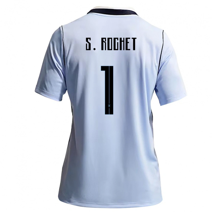 Danxen Mujer Camiseta Uruguay Sergio Rochet #1 Azul Cielo Blanco 1ª Equipación 26-28 La Camisa