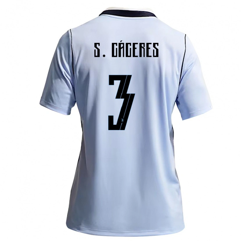 Danxen Mujer Camiseta Uruguay Sebastián Cáceres #3 Azul Cielo Blanco 1ª Equipación 26-28 La Camisa