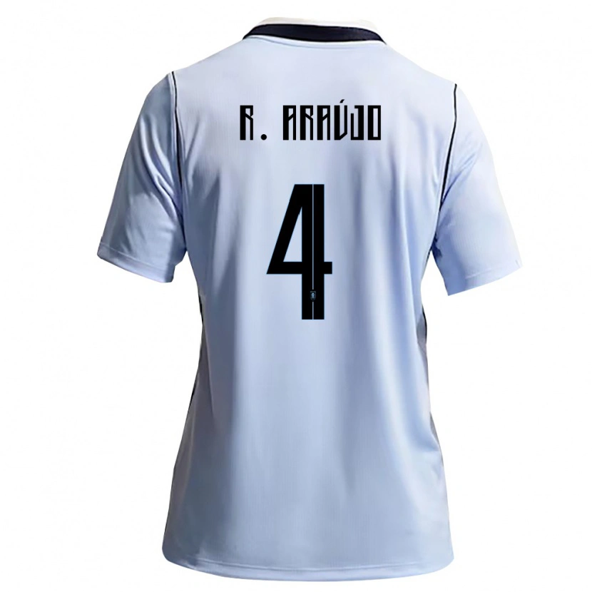 Danxen Mujer Camiseta Uruguay Ronald Araujo #4 Azul Cielo Blanco 1ª Equipación 26-28 La Camisa