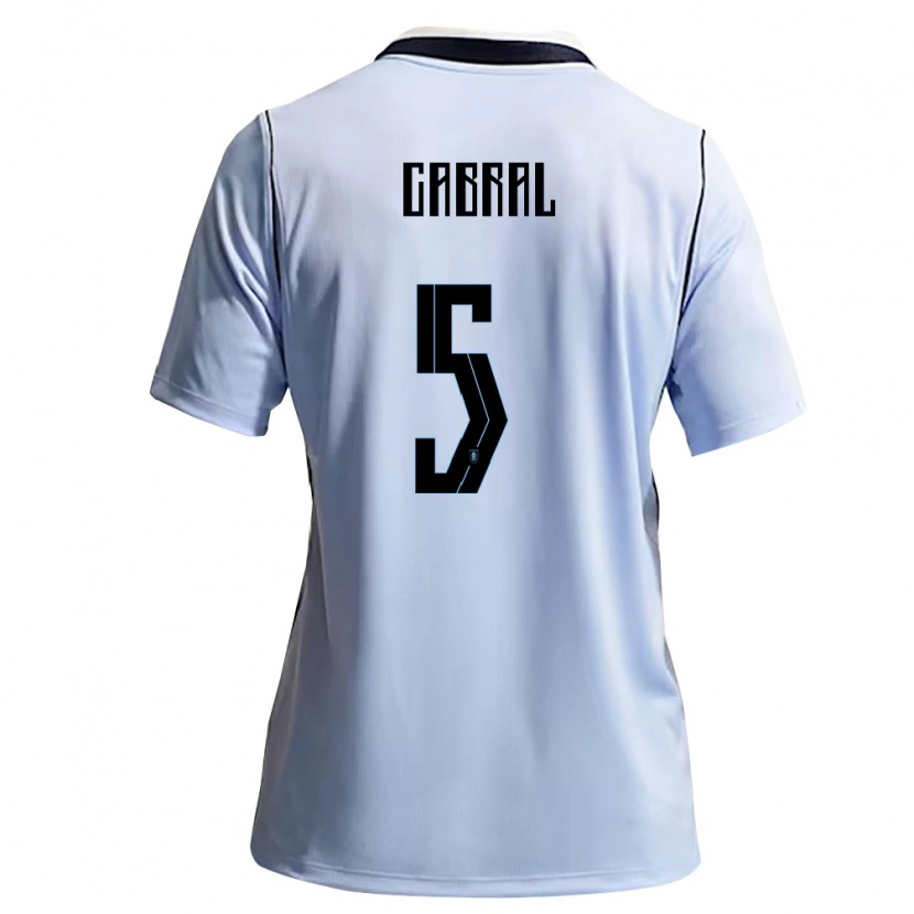 Danxen Mujer Camiseta Uruguay Maximo Cabral #5 Azul Cielo Blanco 1ª Equipación 26-28 La Camisa