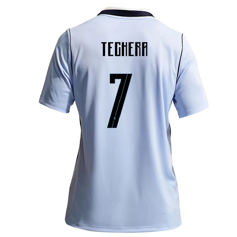 Danxen Mujer Camiseta Uruguay Facundo Techera #7 Azul Cielo Blanco 1ª Equipación 26-28 La Camisa
