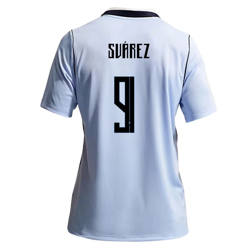 Danxen Mujer Camiseta Uruguay Luis Suarez #9 Azul Cielo Blanco 1ª Equipación 26-28 La Camisa