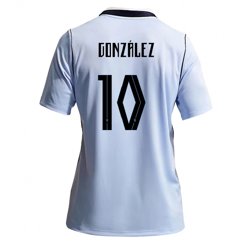 Danxen Mujer Camiseta Uruguay Franco Gonzalez #10 Azul Cielo Blanco 1ª Equipación 26-28 La Camisa