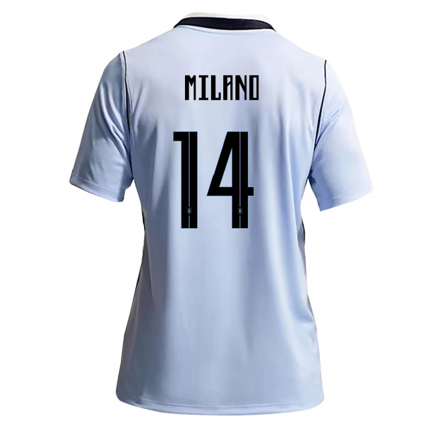 Danxen Mujer Camiseta Uruguay Mauricio Milano #14 Azul Cielo Blanco 1ª Equipación 26-28 La Camisa