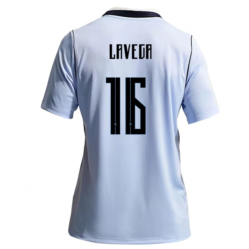 Danxen Mujer Camiseta Uruguay Joaquín Lavega #16 Azul Cielo Blanco 1ª Equipación 26-28 La Camisa
