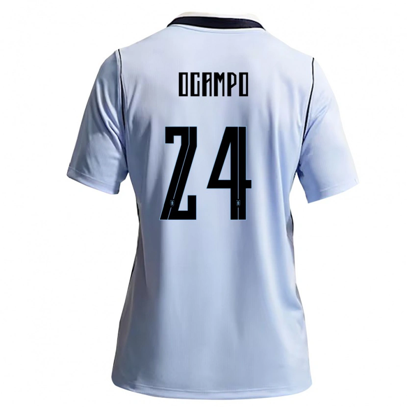 Danxen Mujer Camiseta Uruguay Brian Ocampo #24 Azul Cielo Blanco 1ª Equipación 26-28 La Camisa