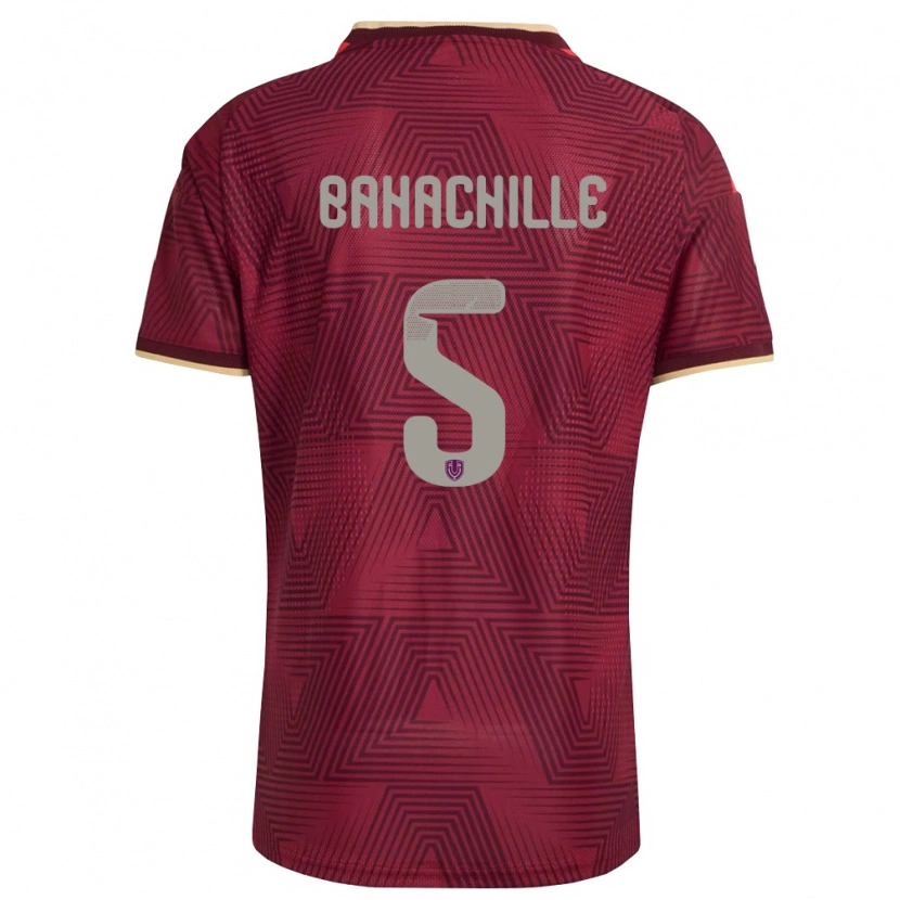 Danxen Mujer Camiseta Venezuela Abraham Bahachille #5 Borgoña Oro Amarillo 1ª Equipación 26-28 La Camisa