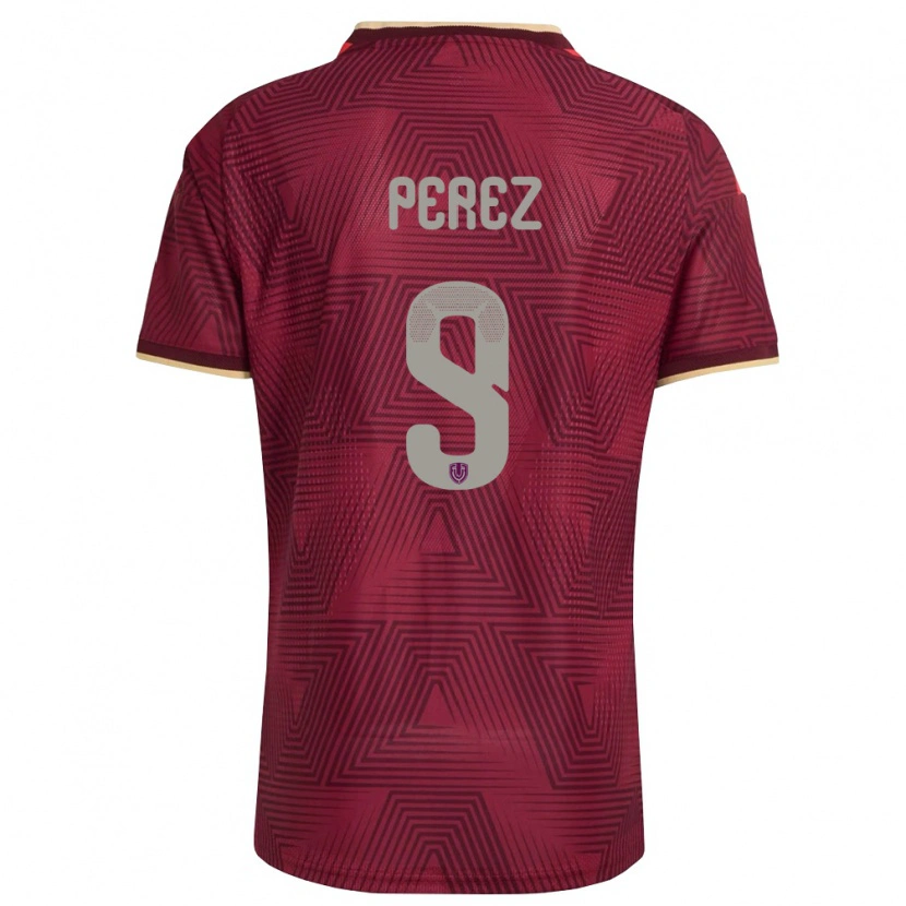 Danxen Mujer Camiseta Venezuela Daniel Pérez #9 Borgoña Oro Amarillo 1ª Equipación 26-28 La Camisa