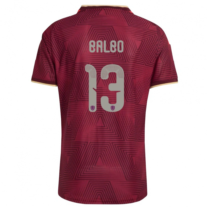 Danxen Mujer Camiseta Venezuela Luis Balbo #13 Borgoña Oro Amarillo 1ª Equipación 26-28 La Camisa