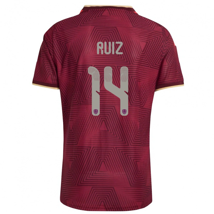 Danxen Mujer Camiseta Venezuela Maicol Ruiz #14 Borgoña Oro Amarillo 1ª Equipación 26-28 La Camisa
