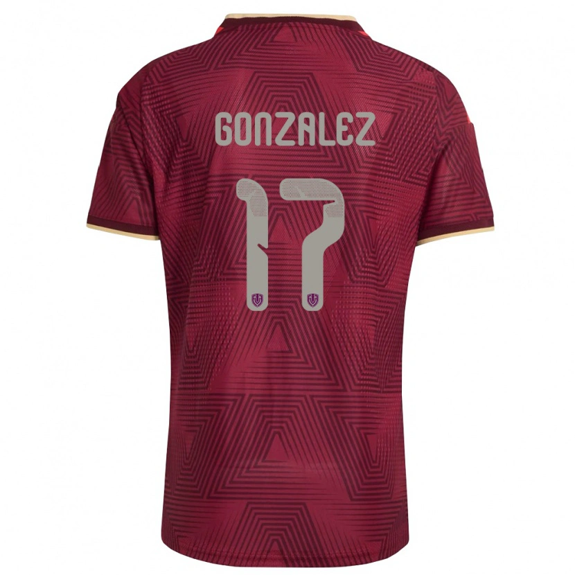 Danxen Mujer Camiseta Venezuela Mayken González #17 Borgoña Oro Amarillo 1ª Equipación 26-28 La Camisa