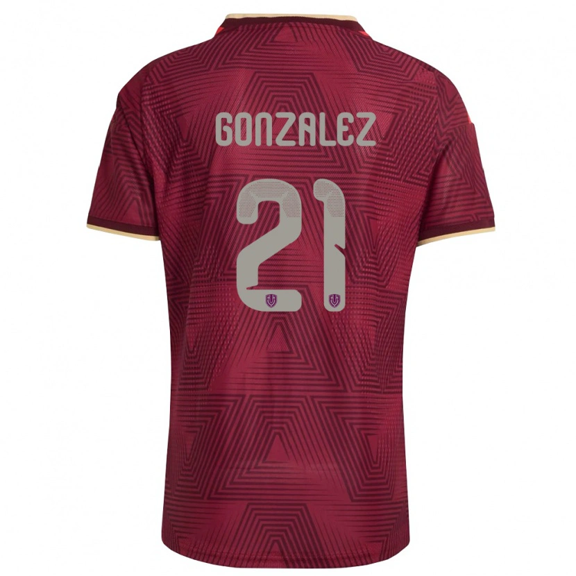Danxen Mujer Camiseta Venezuela Alexander González #21 Borgoña Oro Amarillo 1ª Equipación 26-28 La Camisa
