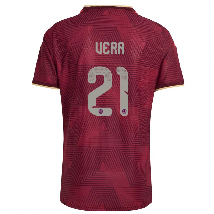 Danxen Mujer Camiseta Venezuela Andry Vera #21 Borgoña Oro Amarillo 1ª Equipación 26-28 La Camisa
