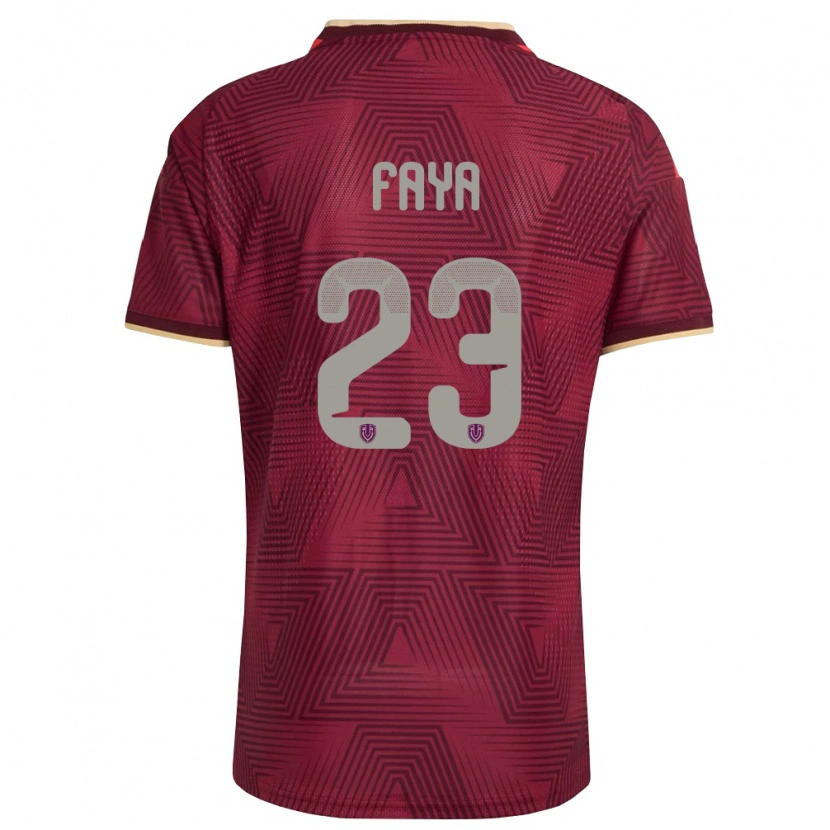 Danxen Mujer Camiseta Venezuela Carlos Faya #23 Borgoña Oro Amarillo 1ª Equipación 26-28 La Camisa