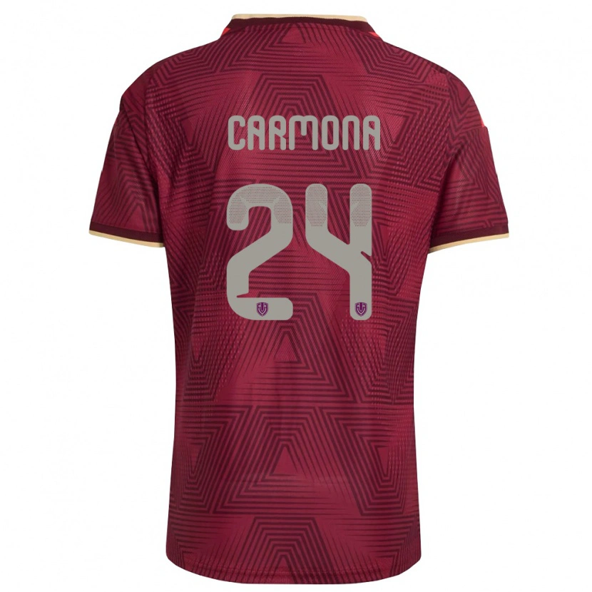 Danxen Mujer Camiseta Venezuela Wikelman Carmona #24 Borgoña Oro Amarillo 1ª Equipación 26-28 La Camisa