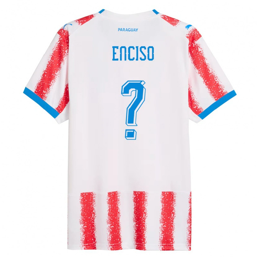 Danxen Mujer Camiseta Paraguay Julio Enciso #0 Blanco Rojo Azul 1ª Equipación 26-28 La Camisa