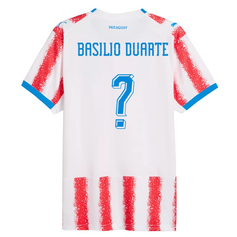 Danxen Mujer Camiseta Paraguay Basilio Duarte #0 Blanco Rojo Azul 1ª Equipación 26-28 La Camisa