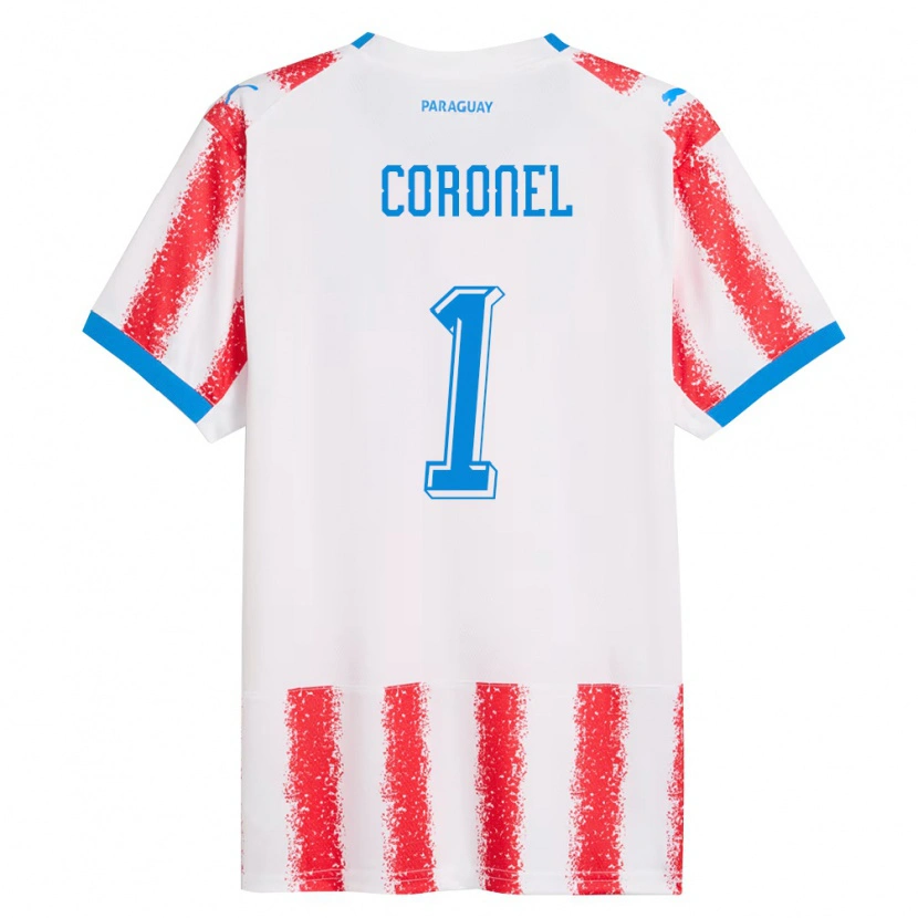 Danxen Mujer Camiseta Paraguay Carlos Coronel #1 Blanco Rojo Azul 1ª Equipación 26-28 La Camisa