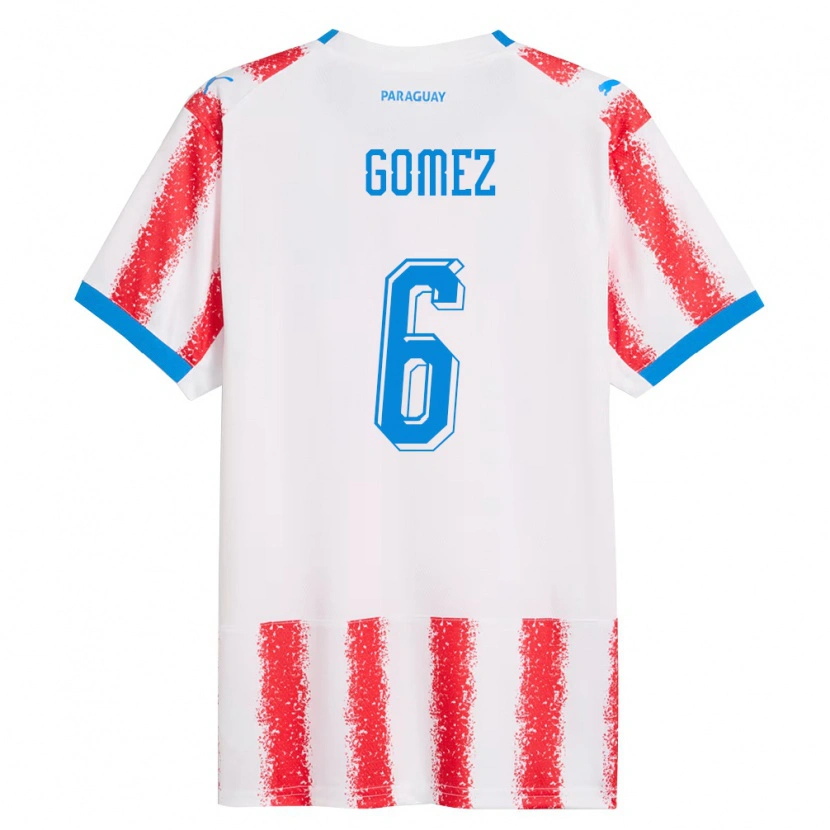 Danxen Mujer Camiseta Paraguay Marcos Gómez #6 Blanco Rojo Azul 1ª Equipación 26-28 La Camisa