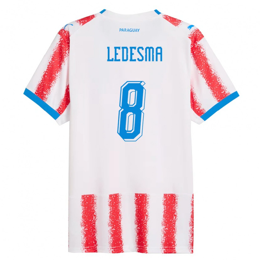 Danxen Mujer Camiseta Paraguay Alan Ledesma #8 Blanco Rojo Azul 1ª Equipación 26-28 La Camisa