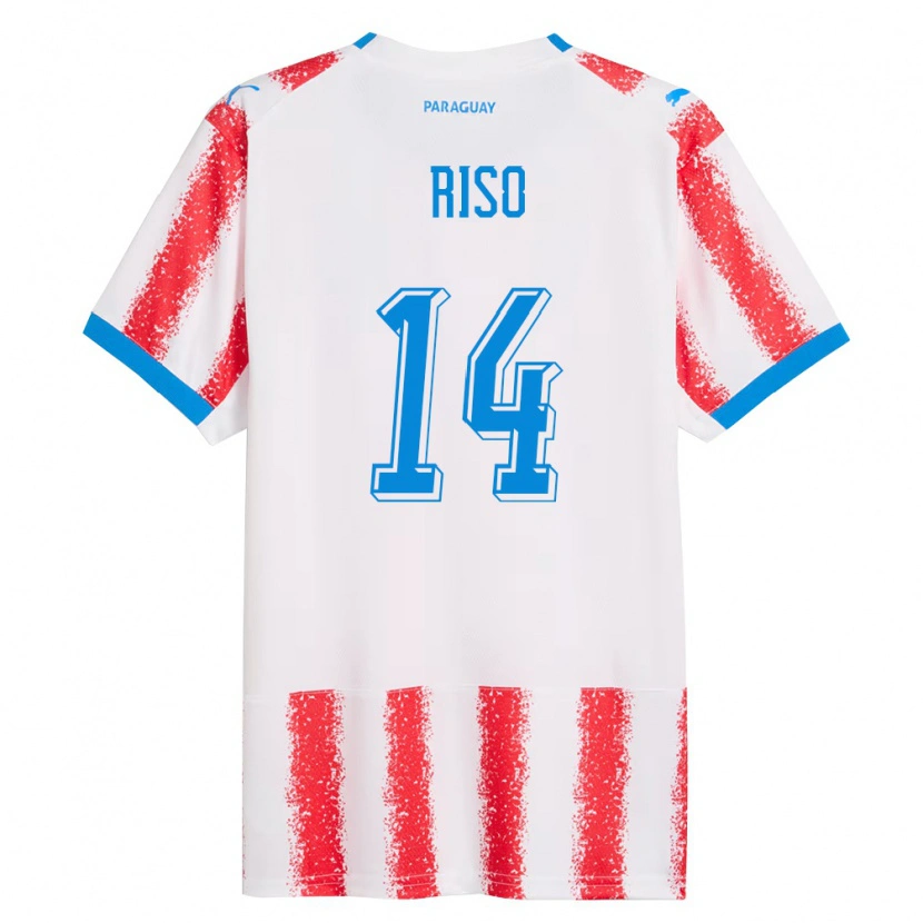 Danxen Mujer Camiseta Paraguay Tania Riso #14 Blanco Rojo Azul 1ª Equipación 26-28 La Camisa