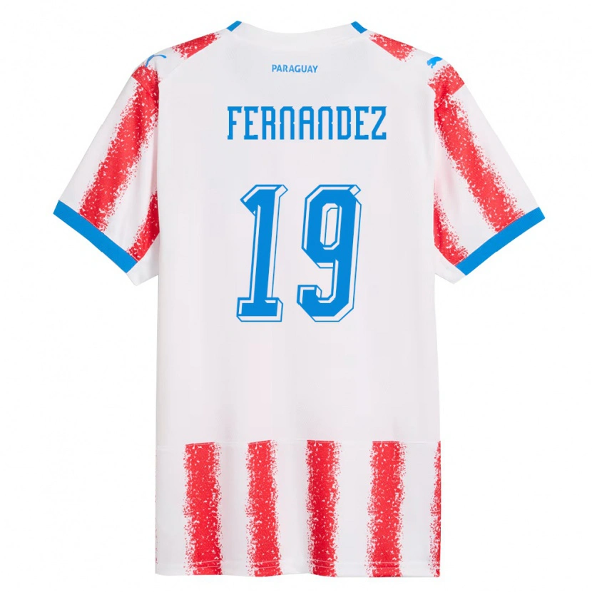 Danxen Mujer Camiseta Paraguay David Fernández #19 Blanco Rojo Azul 1ª Equipación 26-28 La Camisa