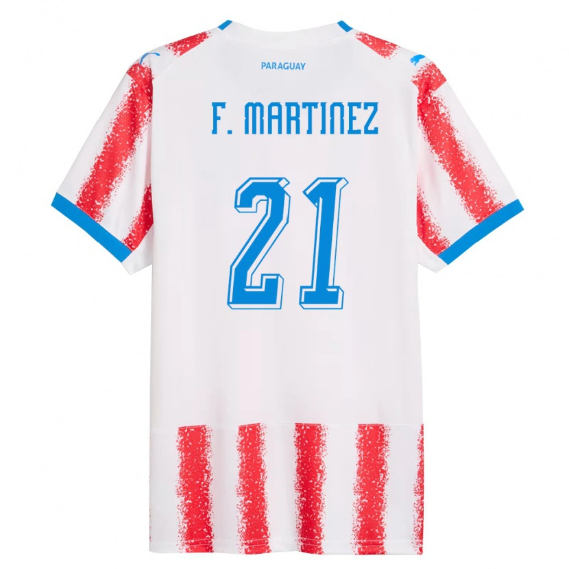 Danxen Mujer Camiseta Paraguay Fiorela Martínez #21 Blanco Rojo Azul 1ª Equipación 26-28 La Camisa