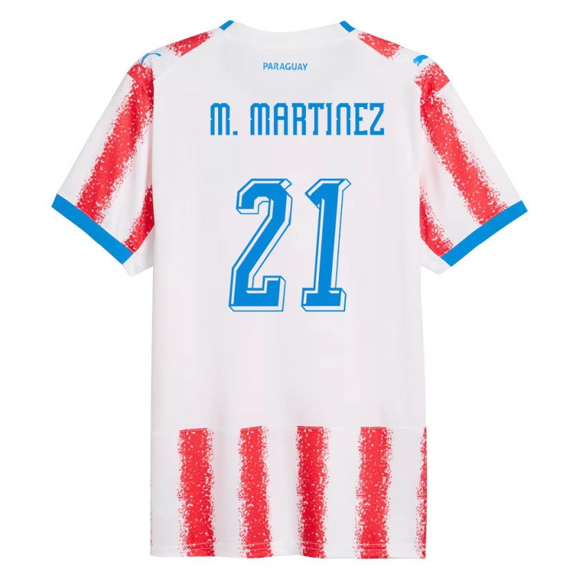 Danxen Mujer Camiseta Paraguay María Martínez #21 Blanco Rojo Azul 1ª Equipación 26-28 La Camisa