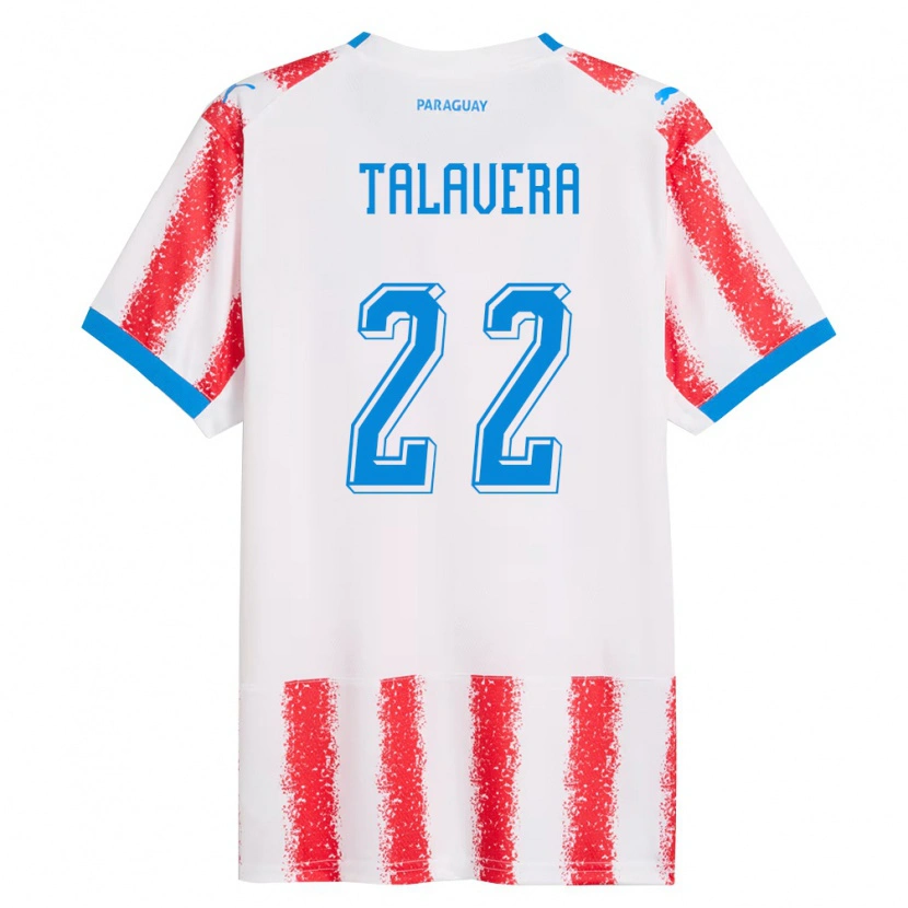 Danxen Mujer Camiseta Paraguay Javier Talavera #22 Blanco Rojo Azul 1ª Equipación 26-28 La Camisa