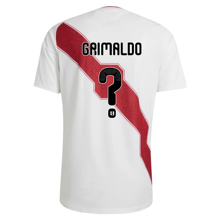 Danxen Mujer Camiseta Perú Joao Grimaldo #0 Blanco Rojo Negro 1ª Equipación 26-28 La Camisa