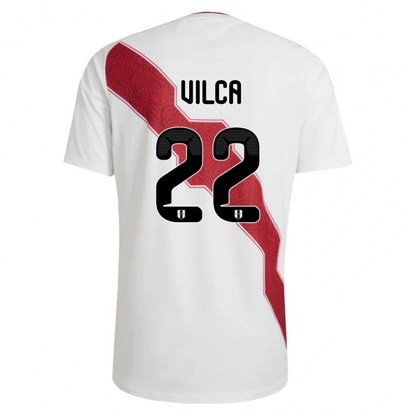 Danxen Mujer Camiseta Perú Rodrigo Vilca #22 Blanco Rojo Negro 1ª Equipación 26-28 La Camisa