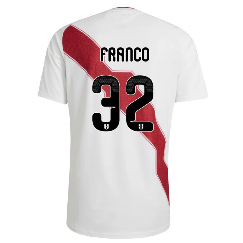 Danxen Mujer Camiseta Perú Emile Franco #32 Blanco Rojo Negro 1ª Equipación 26-28 La Camisa