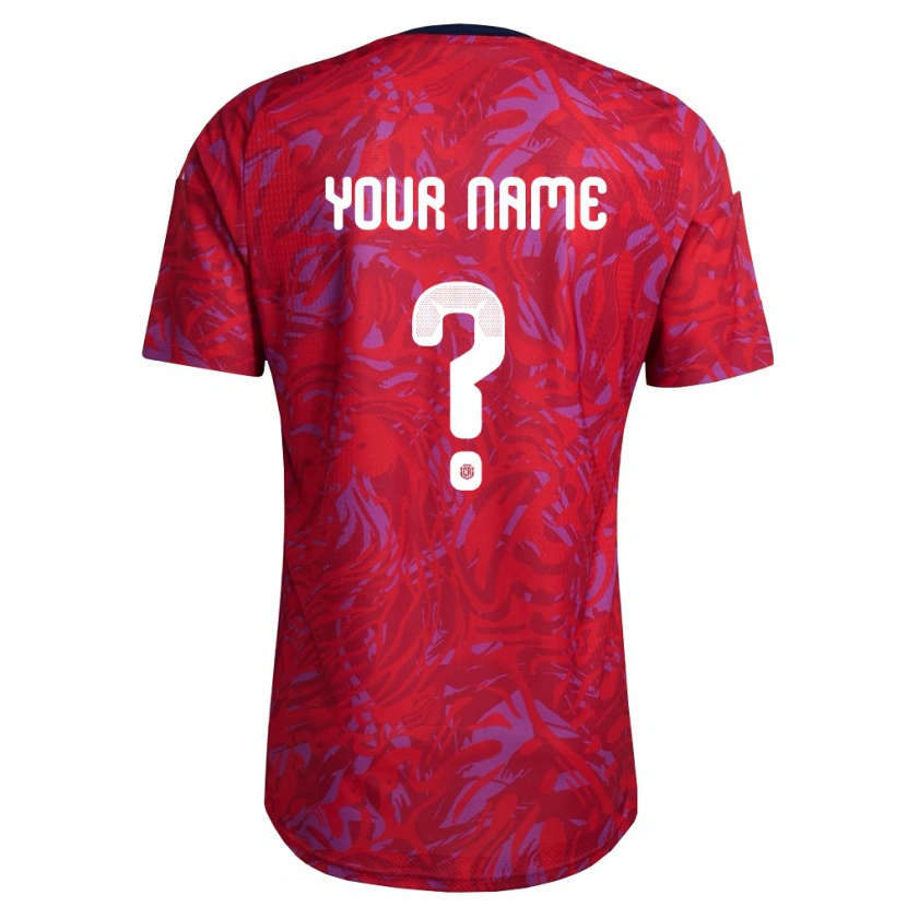 Danxen Mujer Camiseta Costa Rica Su Nombre #0 Rojo Púrpura Marino 1ª Equipación 26-28 La Camisa