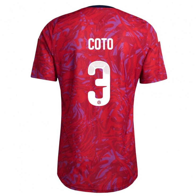 Danxen Mujer Camiseta Costa Rica Maria Coto #3 Rojo Púrpura Marino 1ª Equipación 26-28 La Camisa