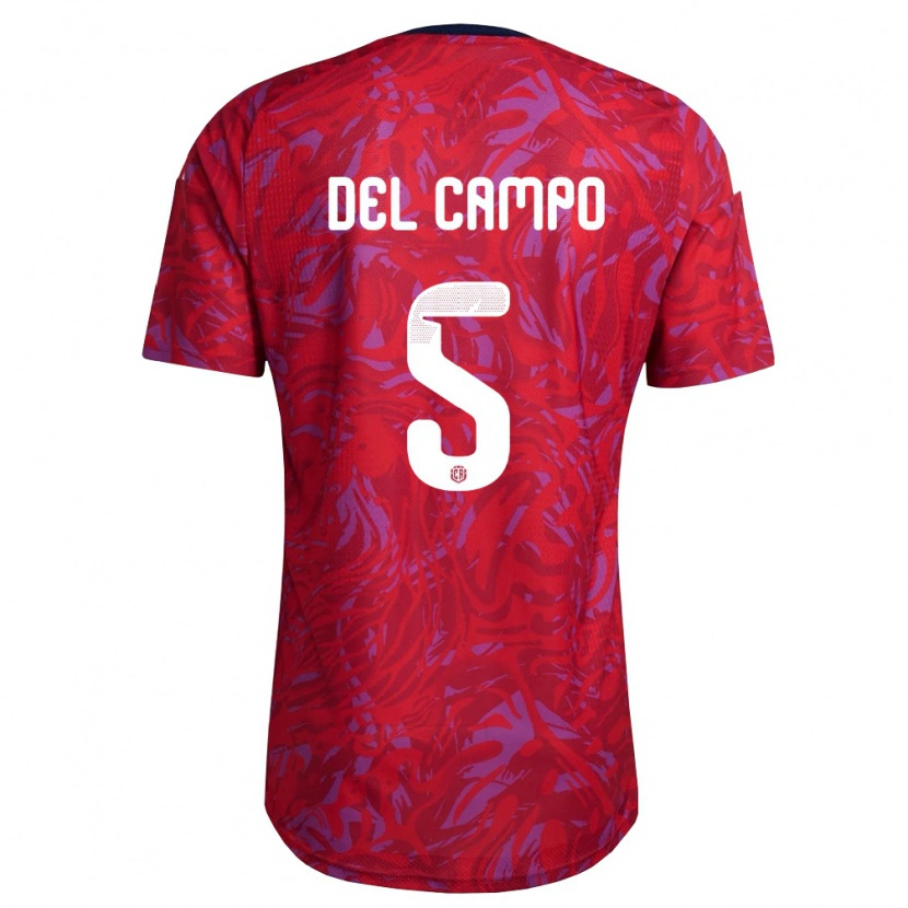 Danxen Mujer Camiseta Costa Rica Valeria Del Campo #5 Rojo Púrpura Marino 1ª Equipación 26-28 La Camisa