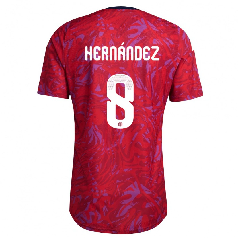 Danxen Mujer Camiseta Costa Rica Emmanuel Hernández #8 Rojo Púrpura Marino 1ª Equipación 26-28 La Camisa