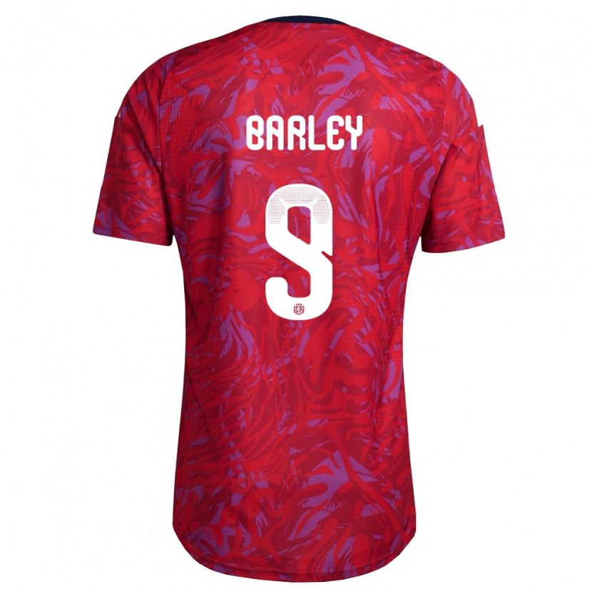 Danxen Mujer Camiseta Costa Rica Ethan Barley #9 Rojo Púrpura Marino 1ª Equipación 26-28 La Camisa